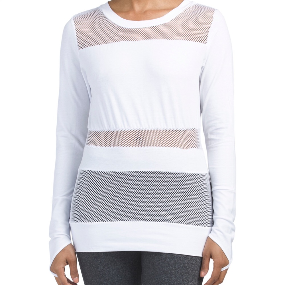 Badgley Mischka Sport White Mesh Shirt Top Small S